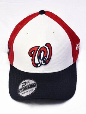 Washington Nationals New Era White/Red Classic 39Thirty Flex Fit Hat